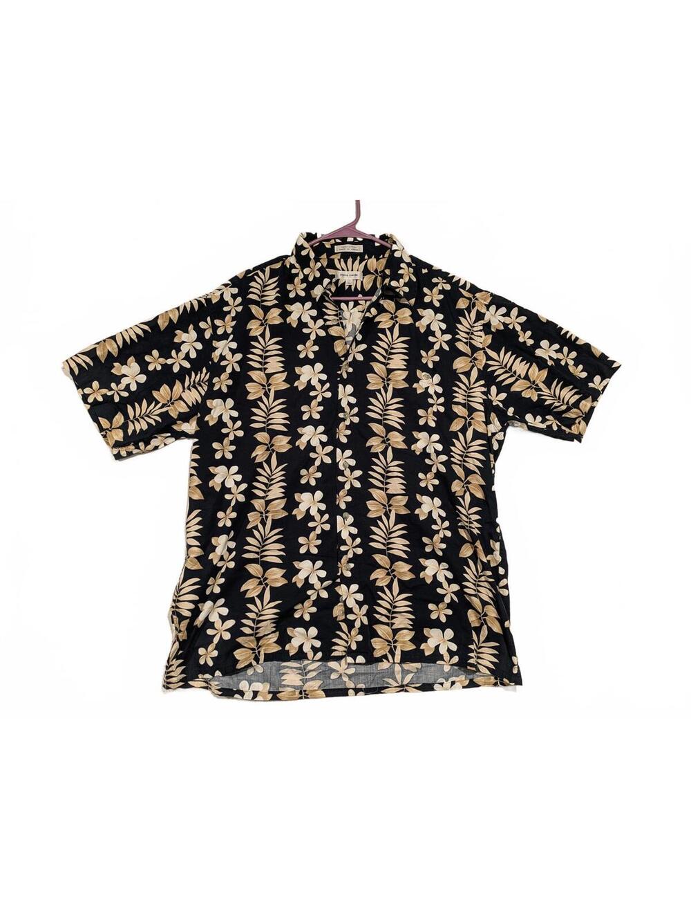 Pierre Cardin Stylish Hawaiian Floral Short Sleeve Shirt Size Large 100% Cotton